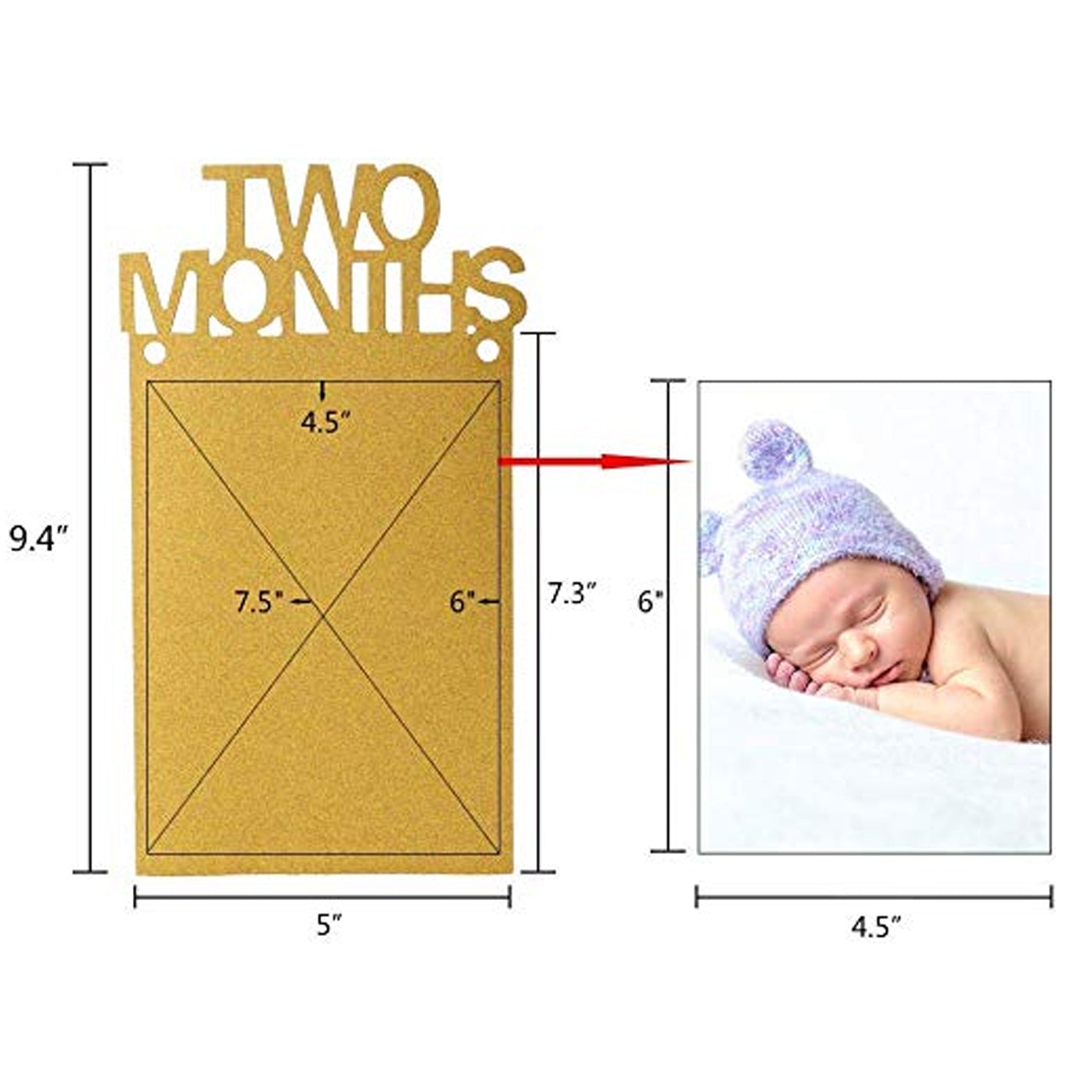 Gold Glitter Baby First Birthday 12-Month Photo Banner