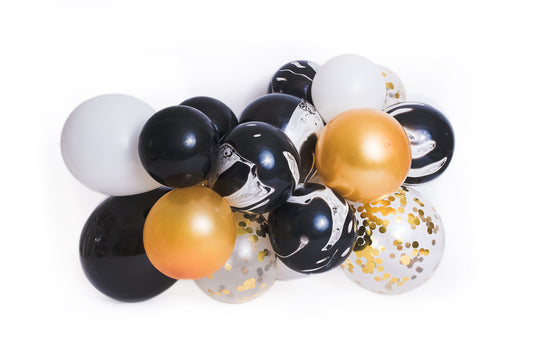 Black, Marble, White & Gold Confetti Balloon Garland Kit