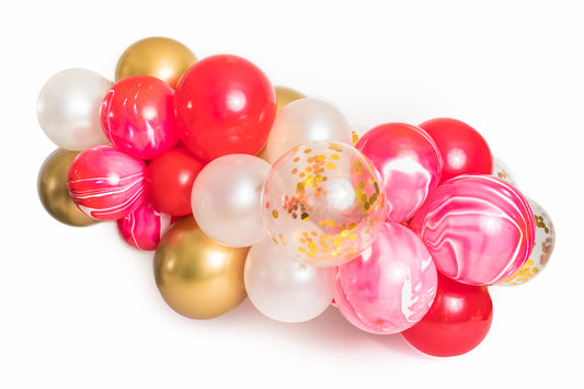 Red, Marble, White & Gold Confetti Balloon Garland Kit