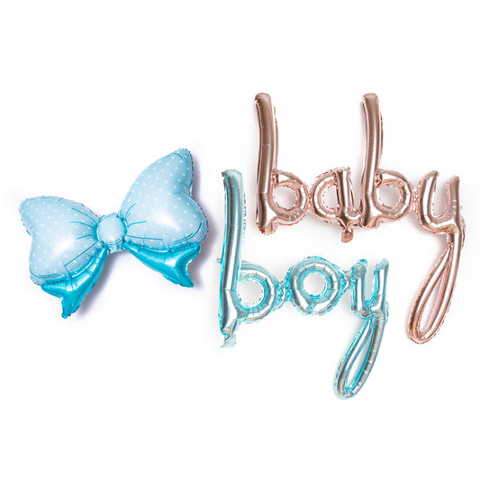Baby Boy with Bow Foil Balloon Phrase Banner