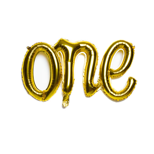 Gold 'One' Script Balloon