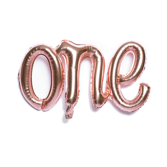 Rose Gold 'One' Script Balloon