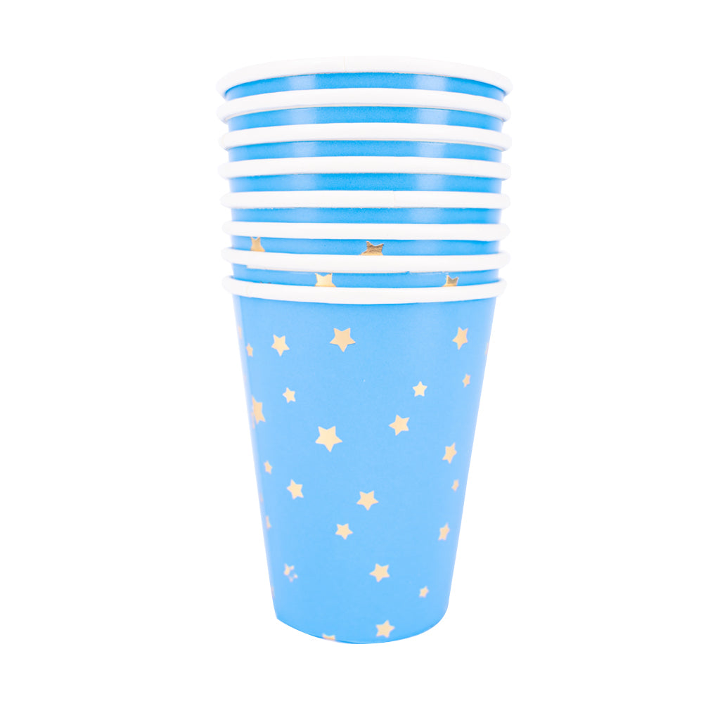 Blue and Gold Star Paper Cups
