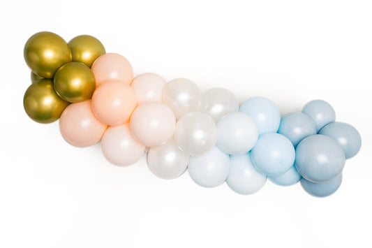 Gold, Pale Blue, Blush & White Pearl Balloon Garland Kit