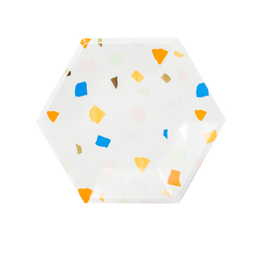 Meri Meri Terrazzo Hexagon Large Paper Plates