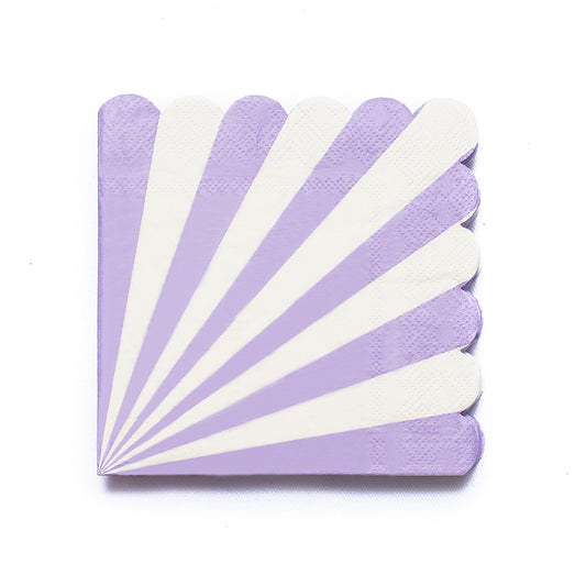 Lavender Striped Scalloped Paper Napkin