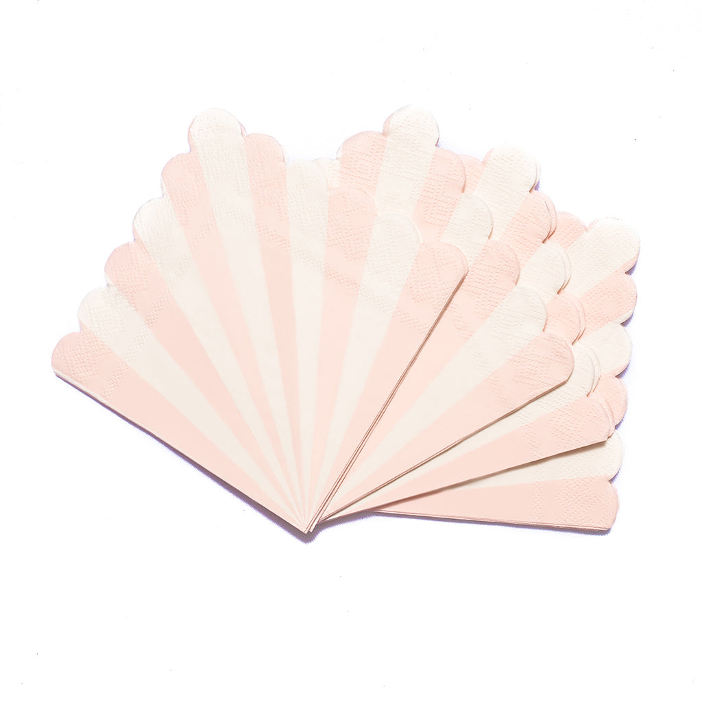 Pink Striped Scalloped Paper Napkin