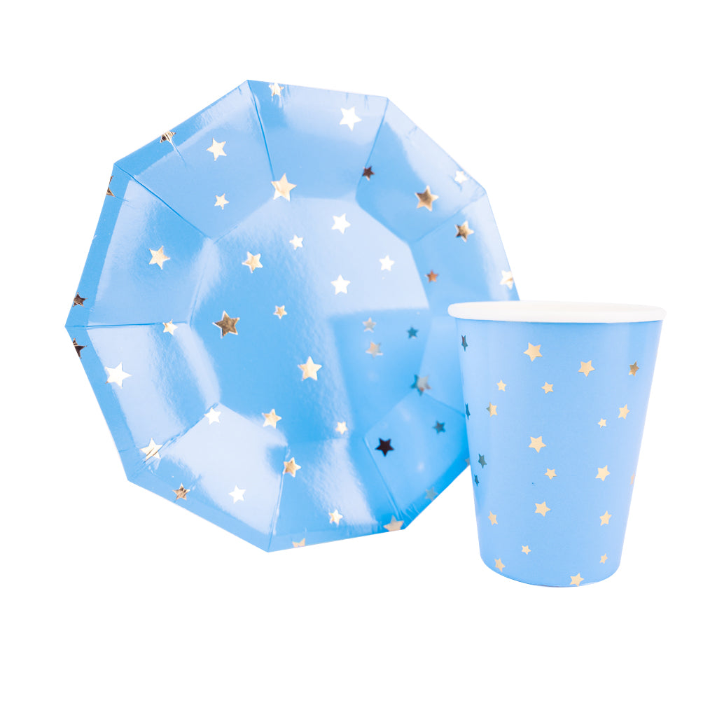 Blue and Gold Star Small Paper Plates